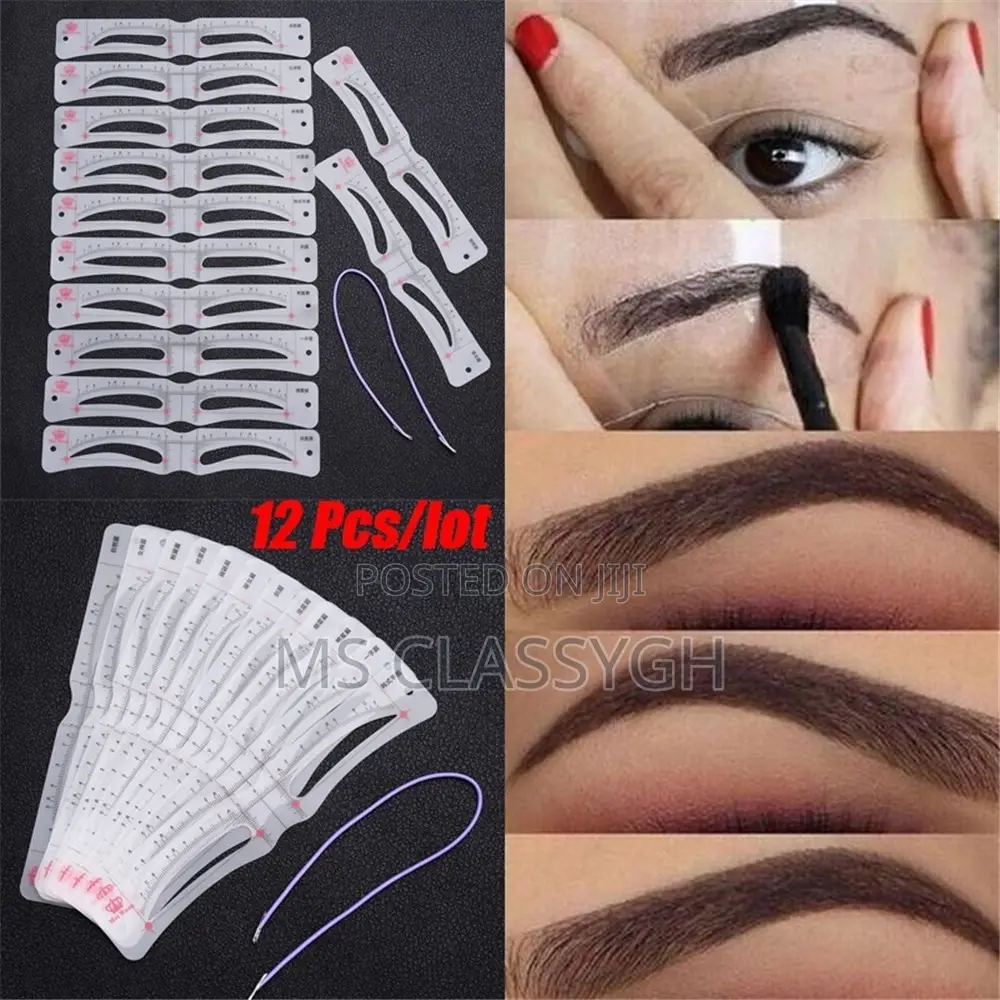 12styles/Set Eyebrow Stencil Set Reusable Brow Drawing Guide