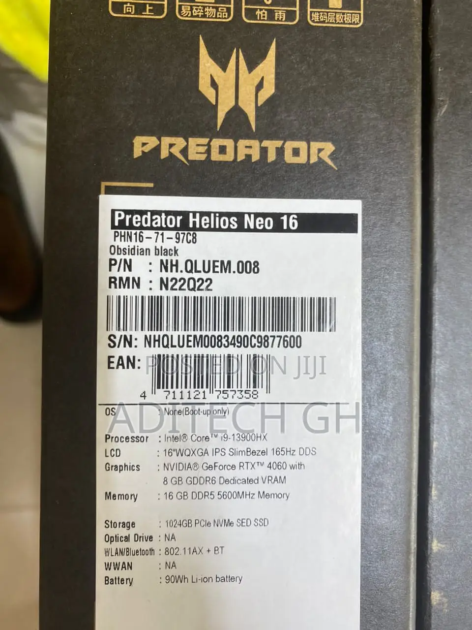 New Laptop Acer Predator Helios 16 16GB Intel Core I9 SSD 1T