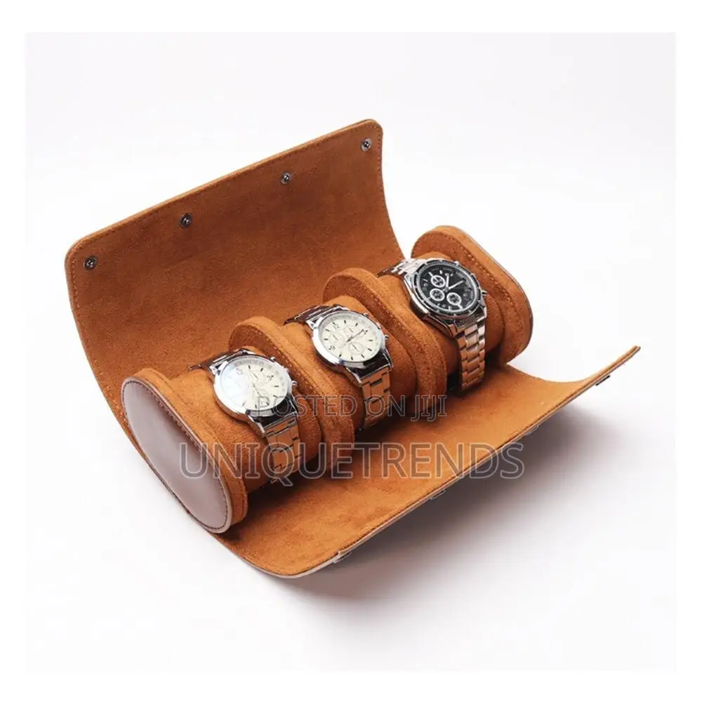 Genuine Leather 3 Slot Watch Case