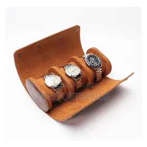 Genuine Leather 3 Slot Watch Case