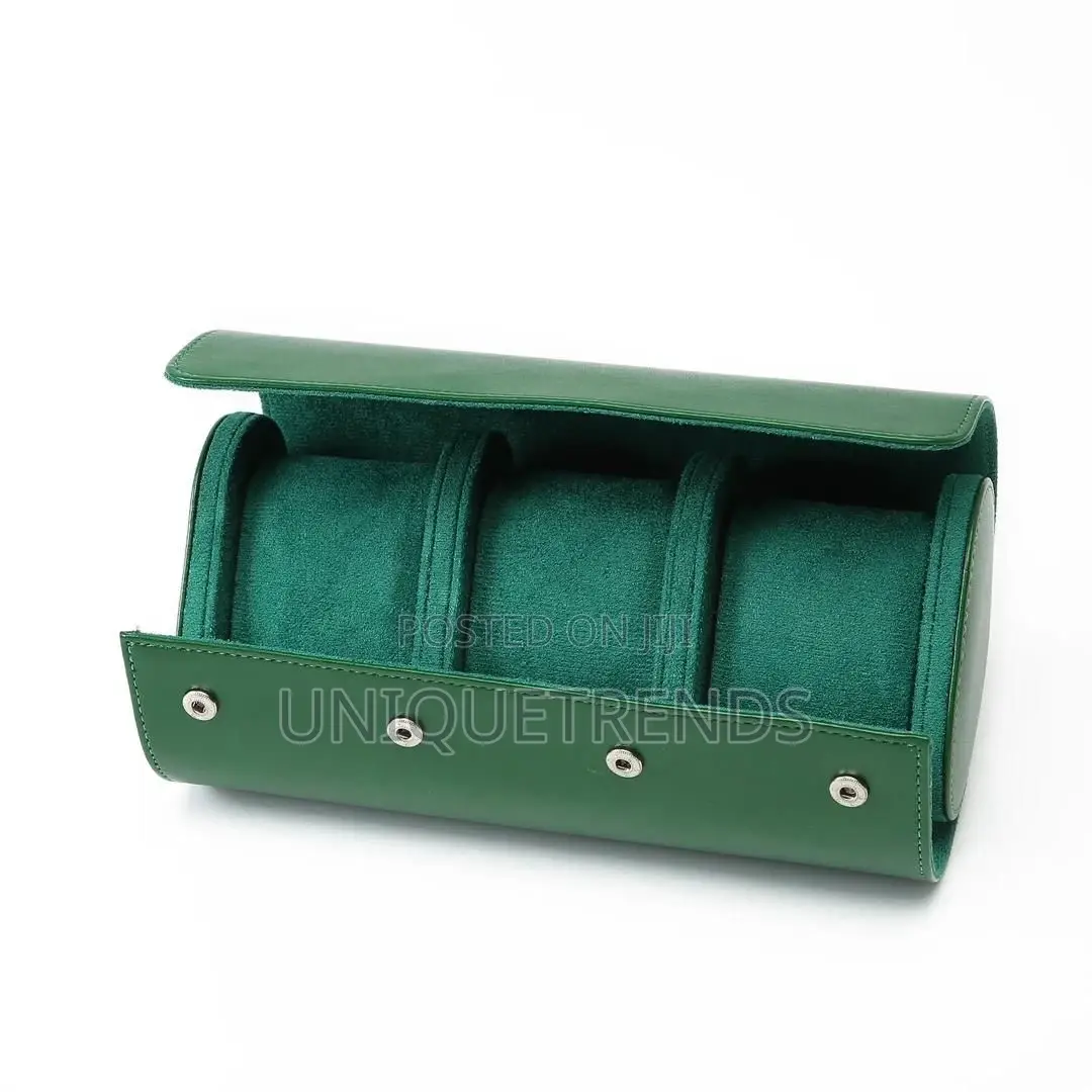 Genuine Leather 3 Slot Watch Case