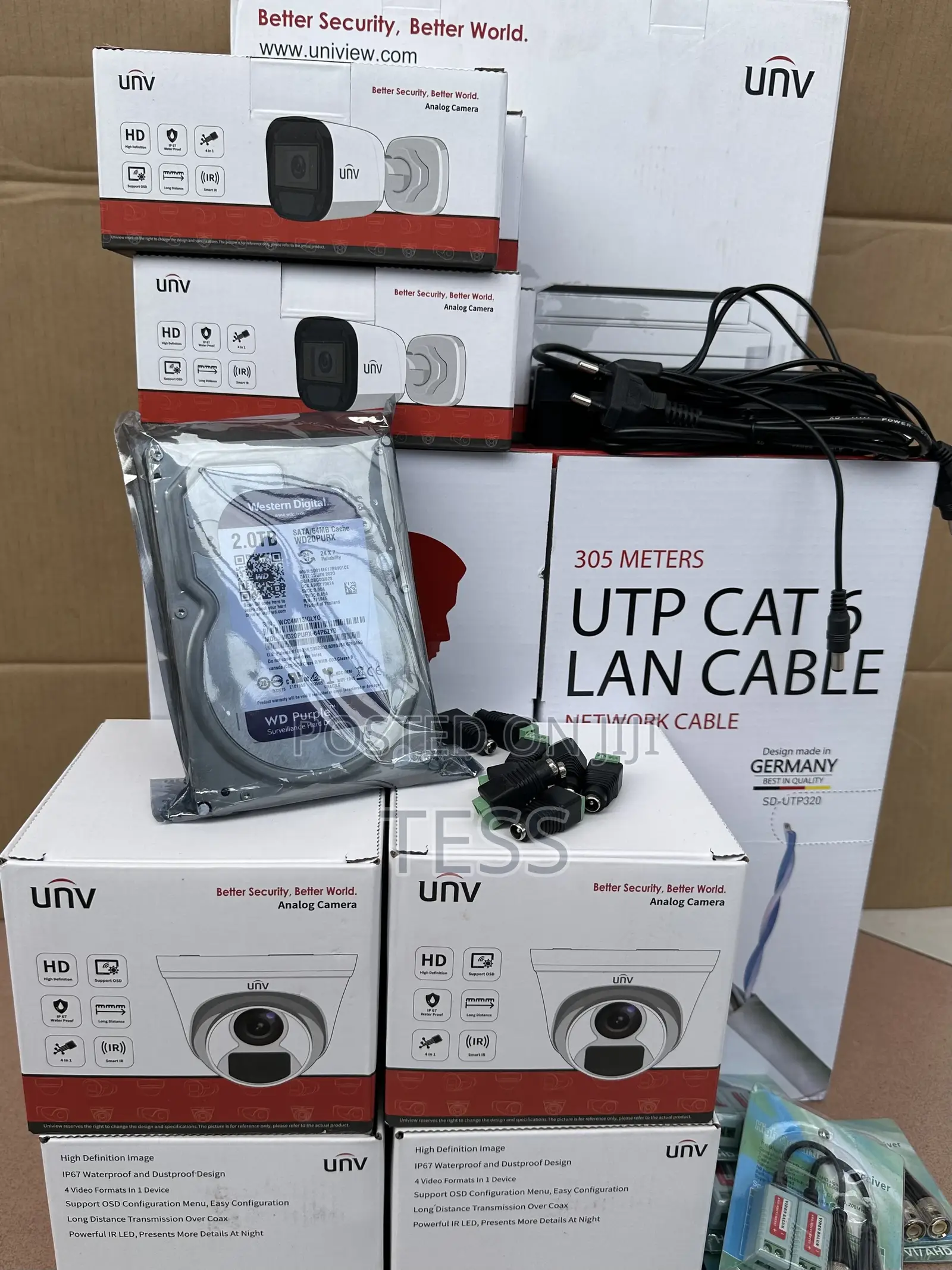 8ch Kit Set Unv 2mp+2tb Hdd+Cat6 305m+Video Balun+10adapter
