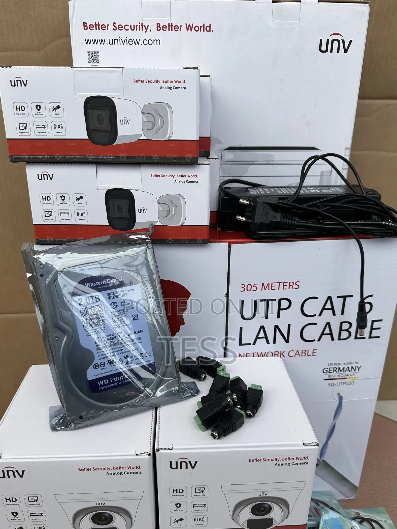 8ch Kit Set Unv 2mp+2tb Hdd+Cat6 305m+Video Balun+10adapter