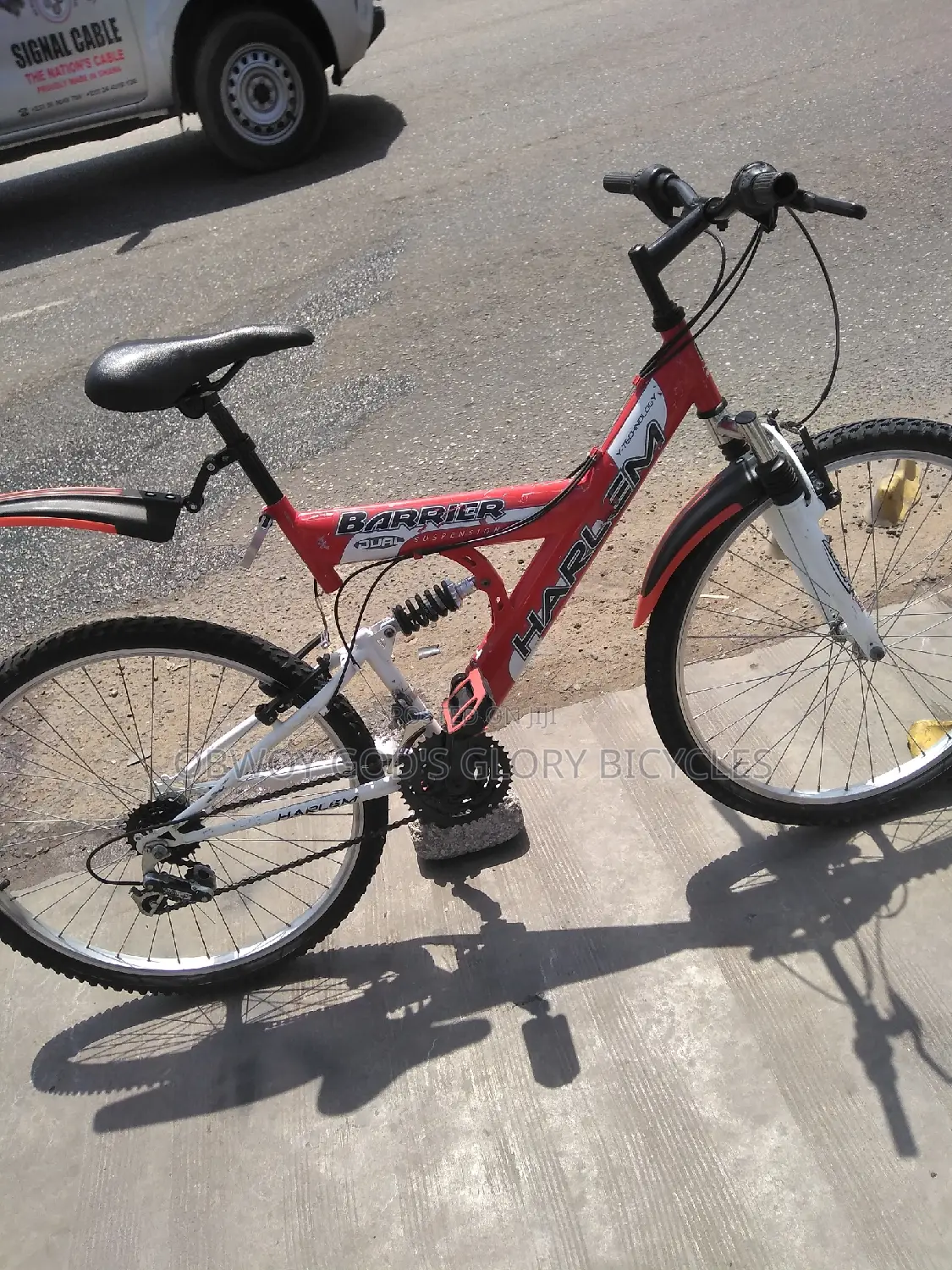 Red Double Shocks Bike