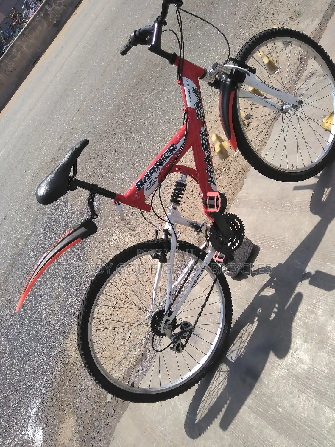 Red Double Shocks Bike