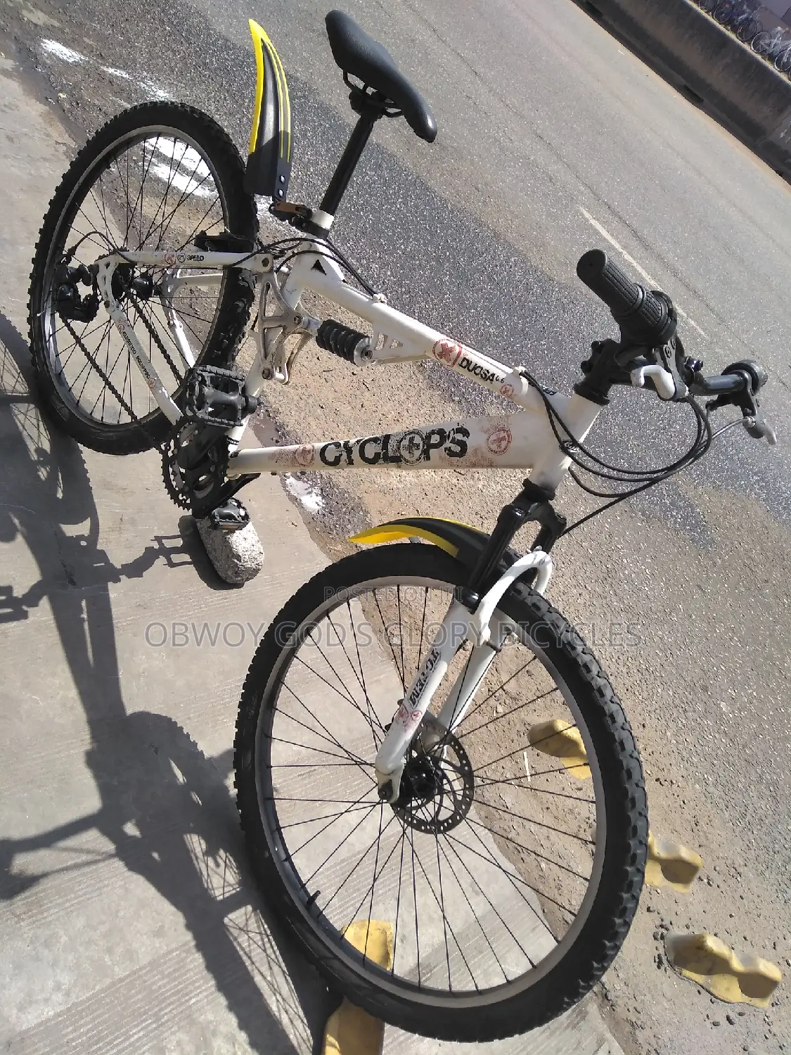 White Double Shocks Bicycle