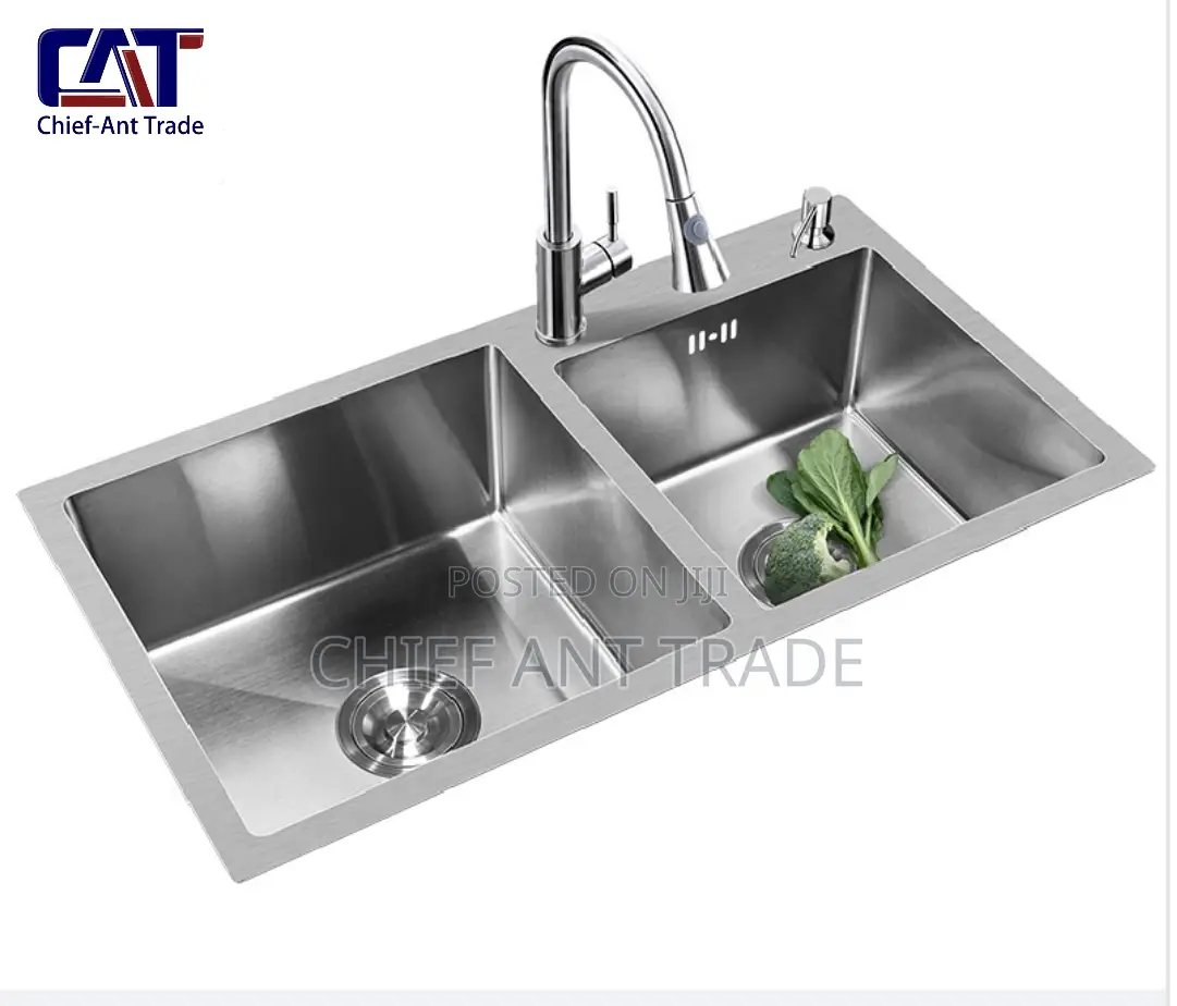Double Silver Sink + Accessories. 7843