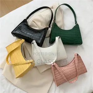 Vintage Crocodile Stripe Handbag Solid Color Retro Casual Ve