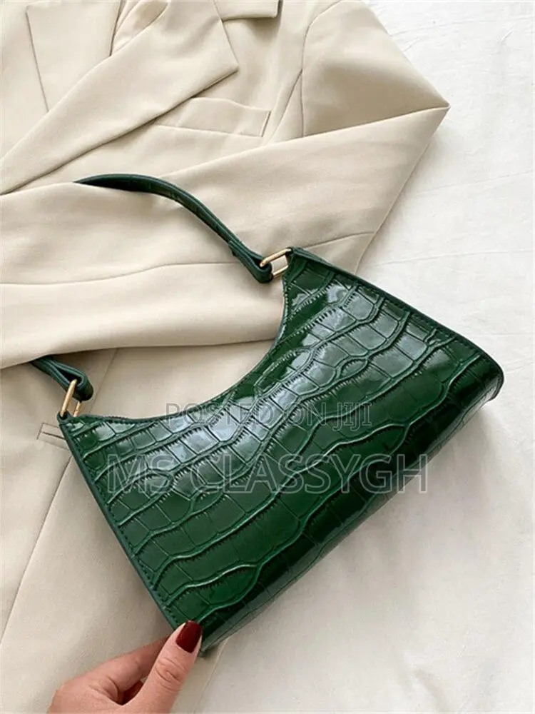 Vintage Crocodile Stripe Handbag Solid Color Retro Casual Ve