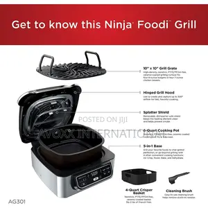 Ninja Ag301 Foodi 5-in-1 Indoor Electric Grill With Air Fry