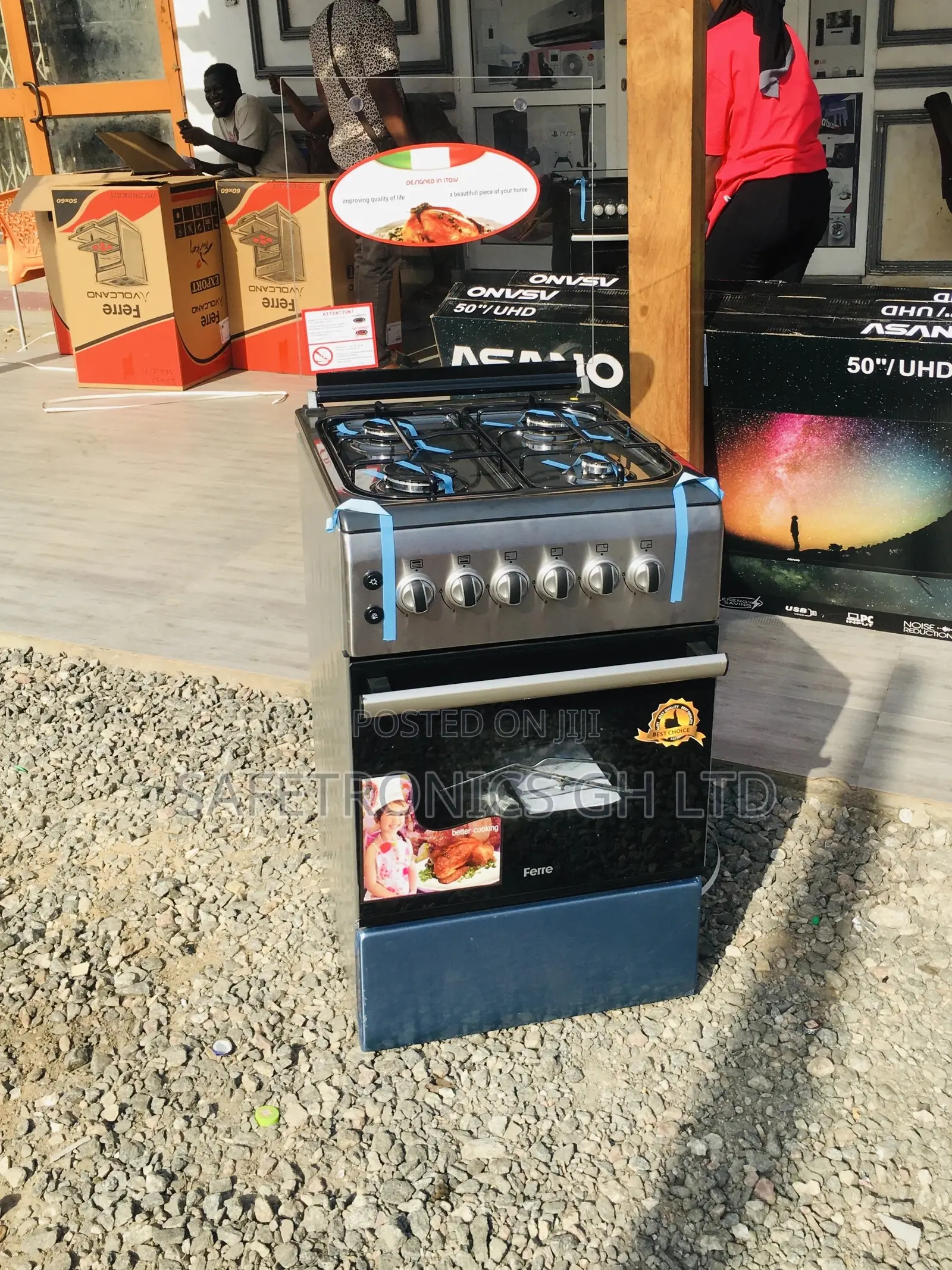 Gray Volcano 4 Gas Cooker Oven With Grill 50x60
