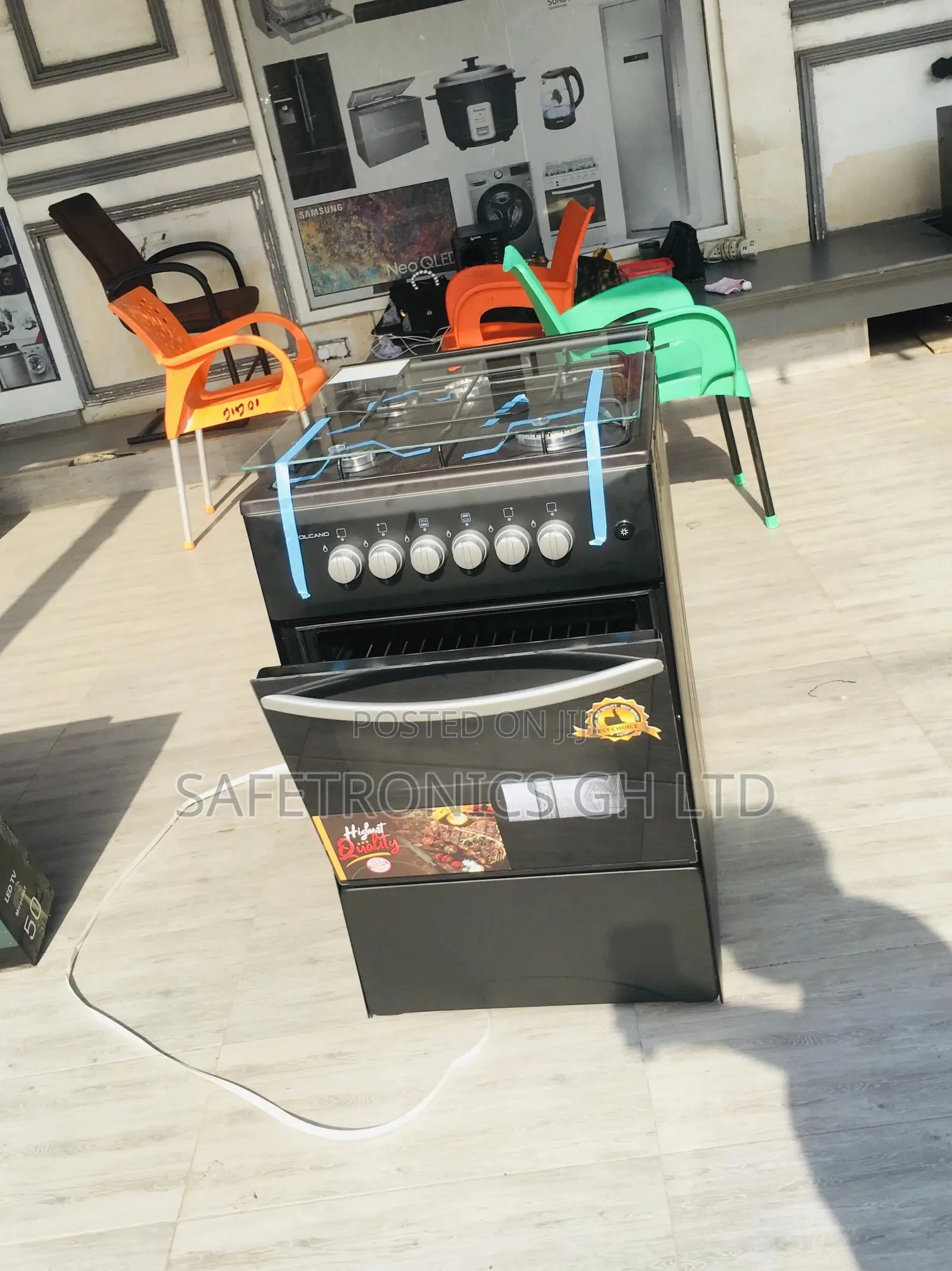 4 Gas Cooker Oven With Grill Volcano 50x50 Glass Lid