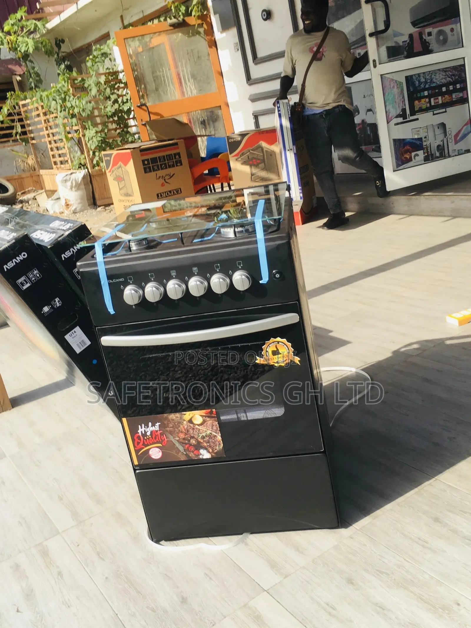 Oven With Grill Volcano 4 Gas Cooker Black 50x50