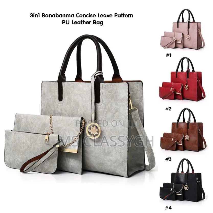 3in1 Women's Printed Casual PU Leather Messenger Handba