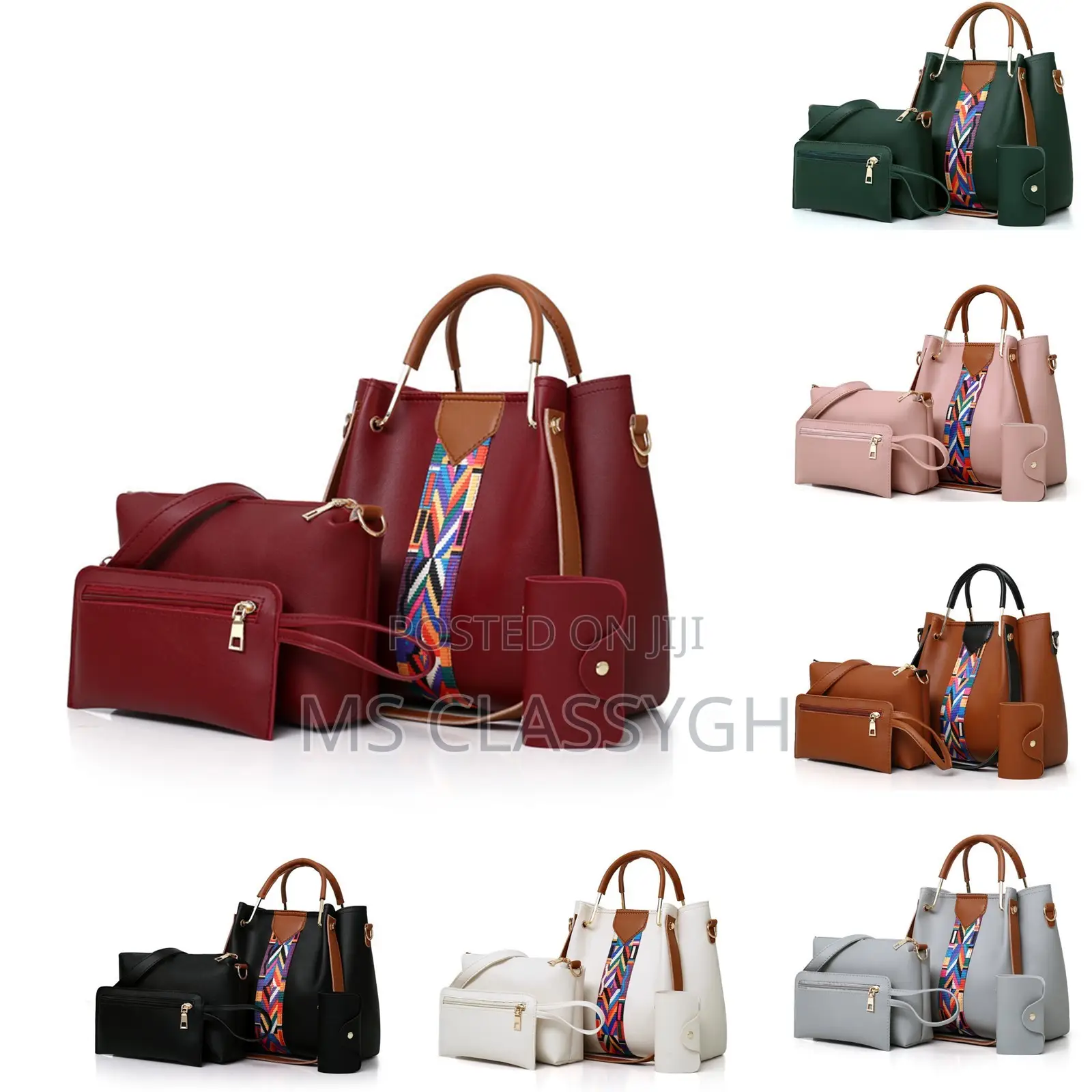 4 in 1 Fashion Women Shoulder Tote Sling Handbag Set Bag