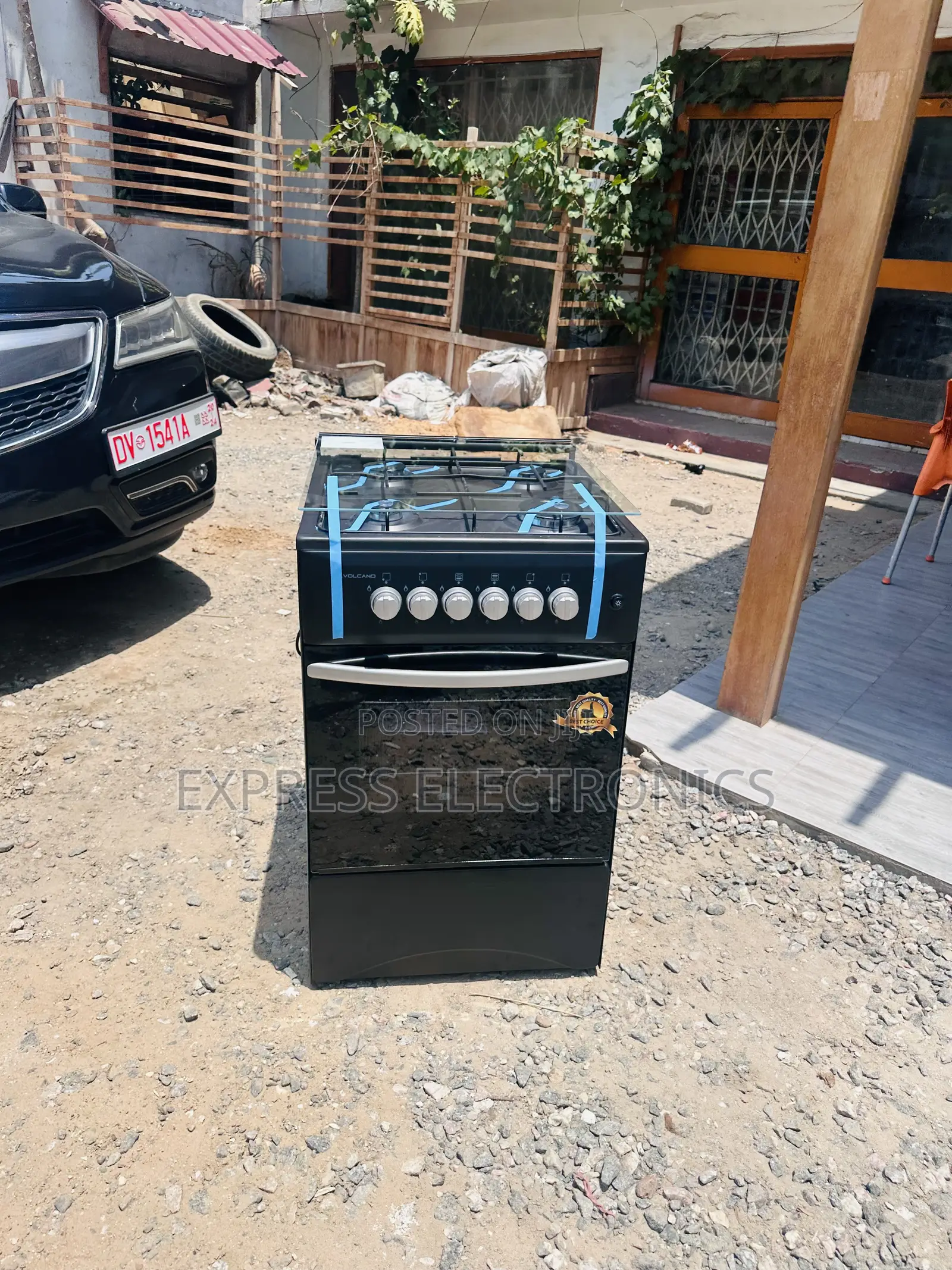 Very Authentic Black Gas Oven Grill 4burner 50/50 Volcano