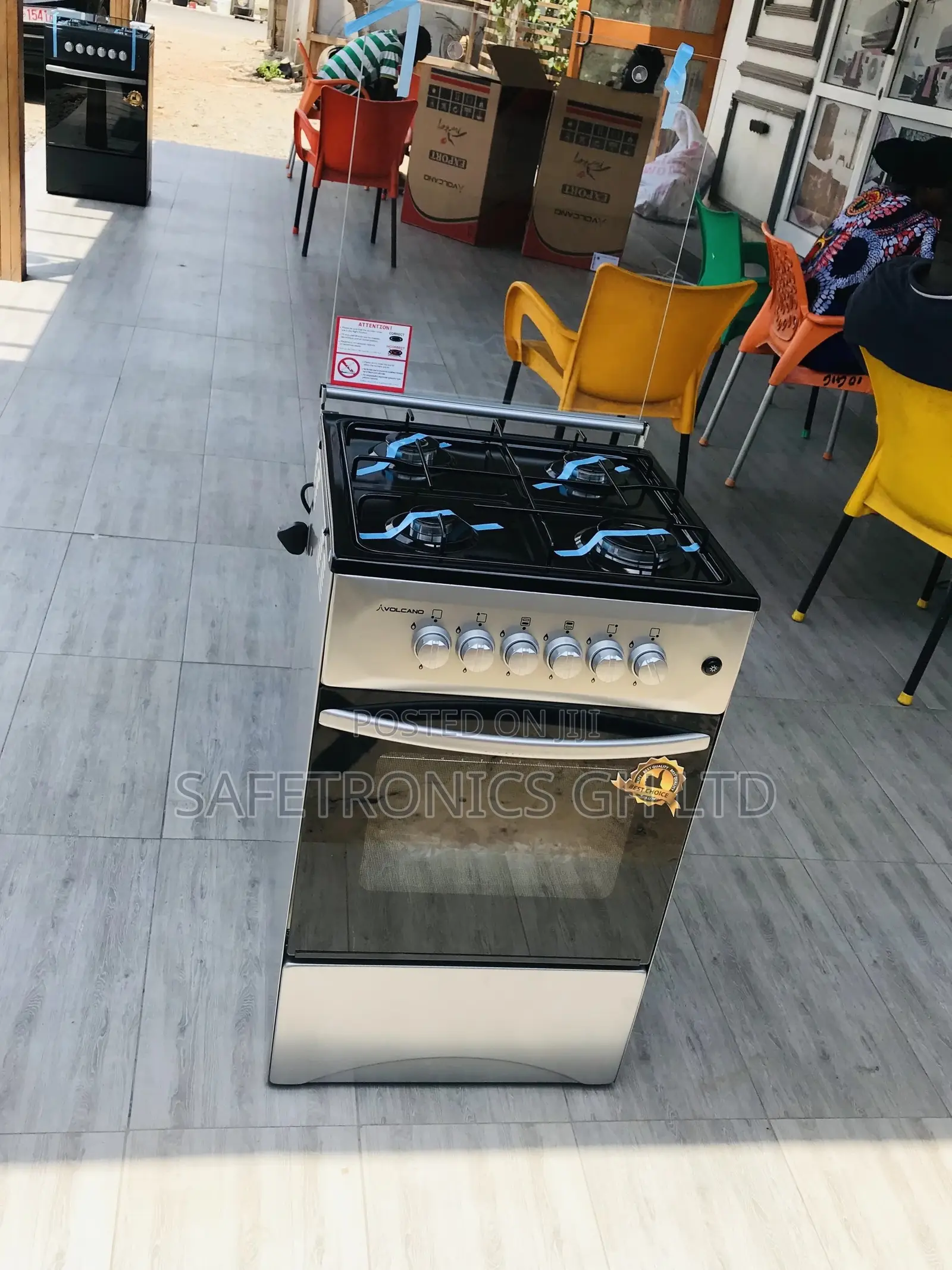 Gray 4 Gas Cooker Oven With Grill 50x50 Volcano