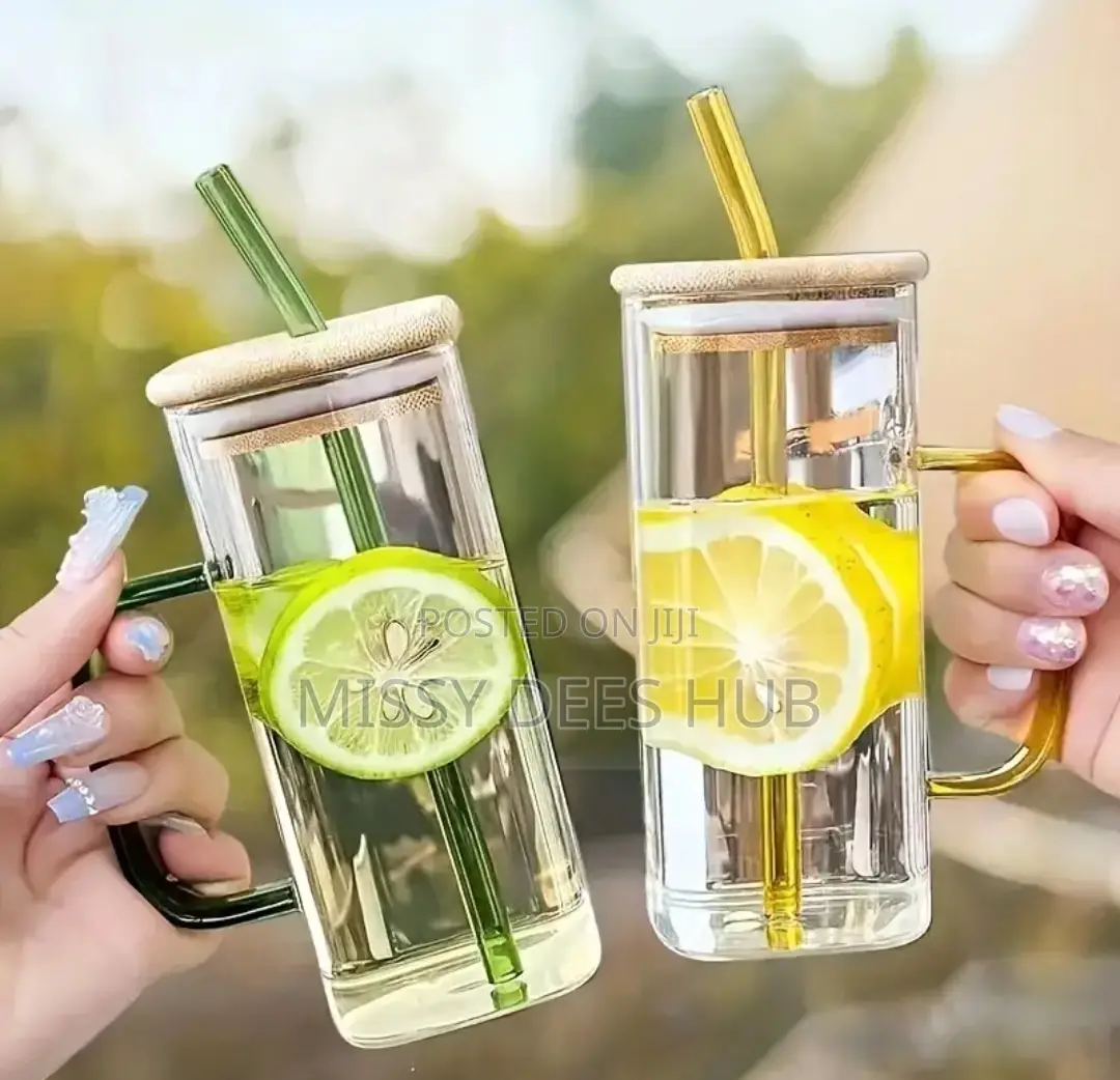 400ml Square Glass Cup With Bamboo Cover