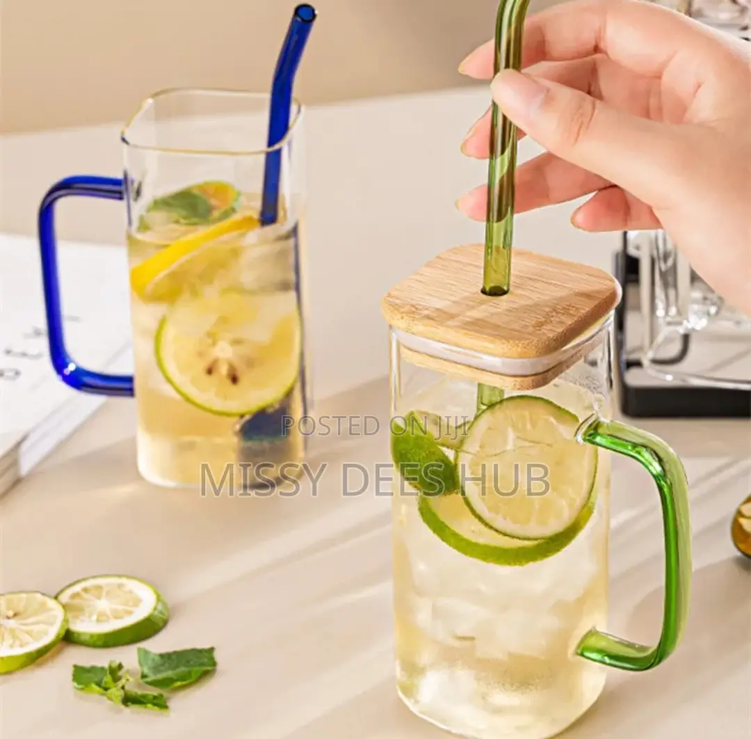 400ml Square Glass Cup With Bamboo Cover
