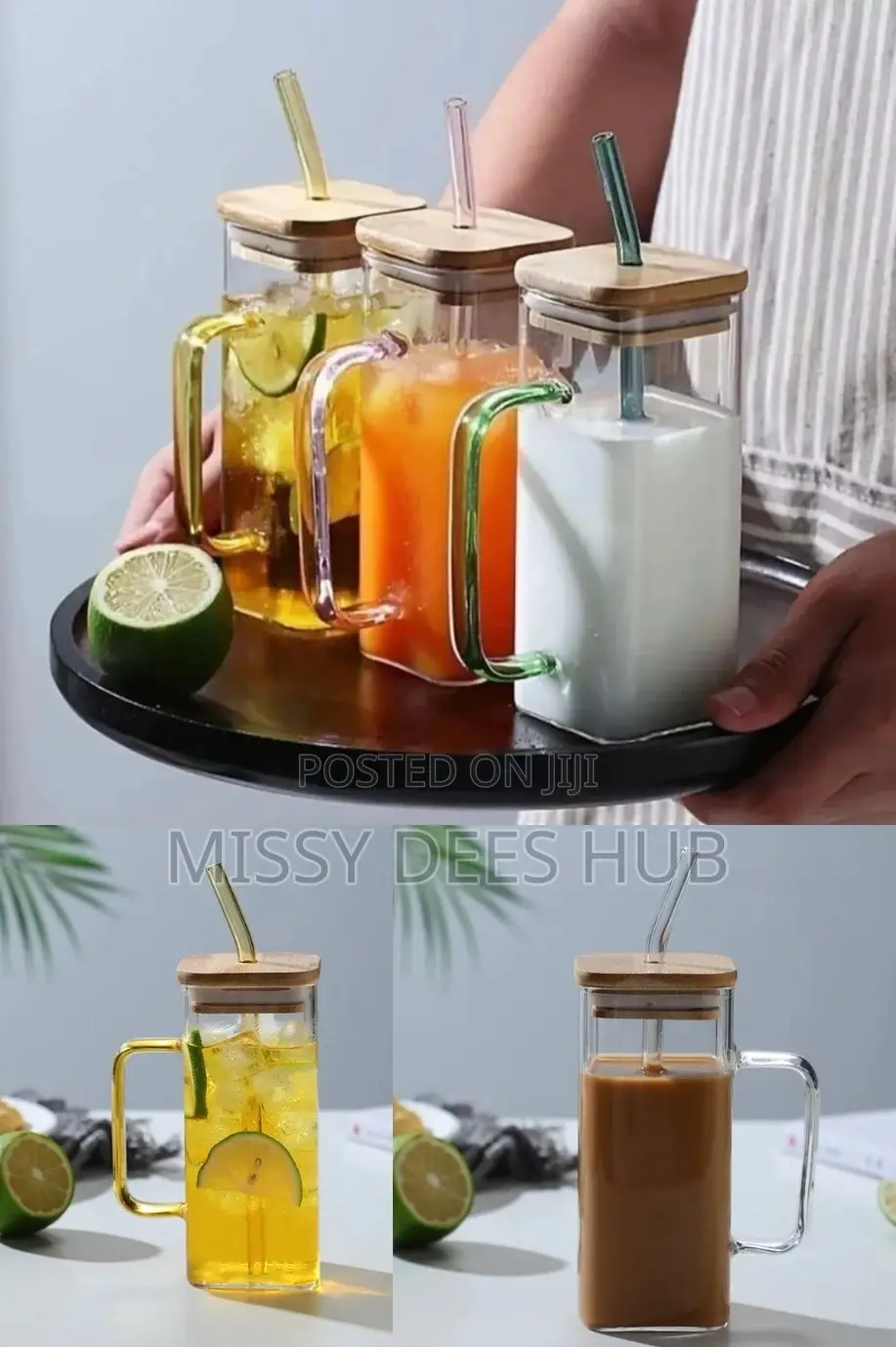 400ml Square Glass Cup With Bamboo Cover