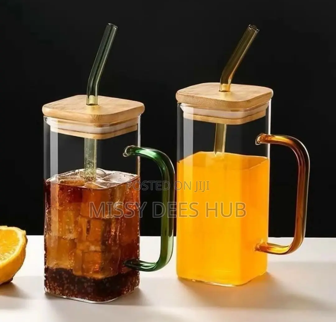 400ml Square Glass Cup With Bamboo Cover