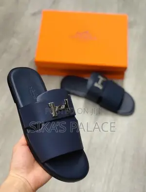 Black Hermes Slippers
