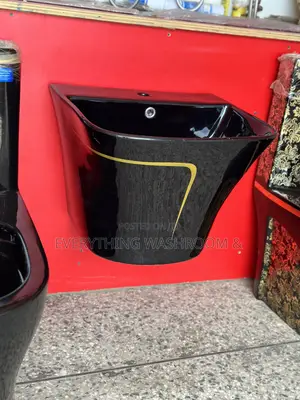Black and Gold Wc Wall Hung Basin Set_masterbed Wc Set