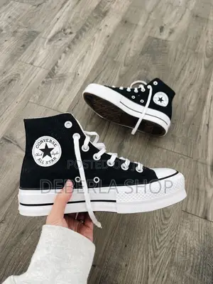 Black All Stars Converse High Tops/Platform