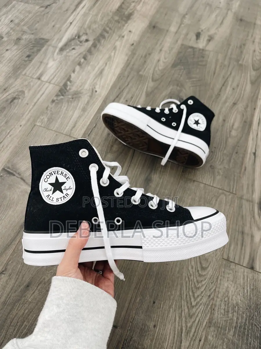 Black All Stars Converse High Tops/Platform
