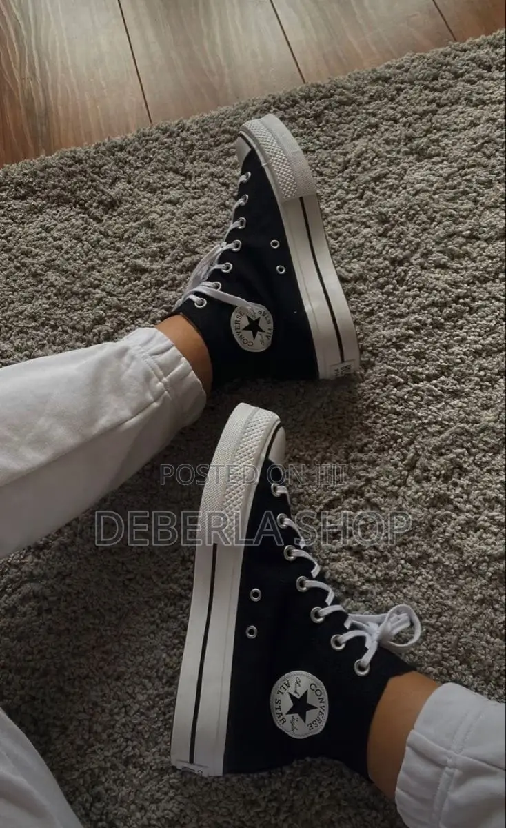 Black All Stars Converse High Tops/Platform