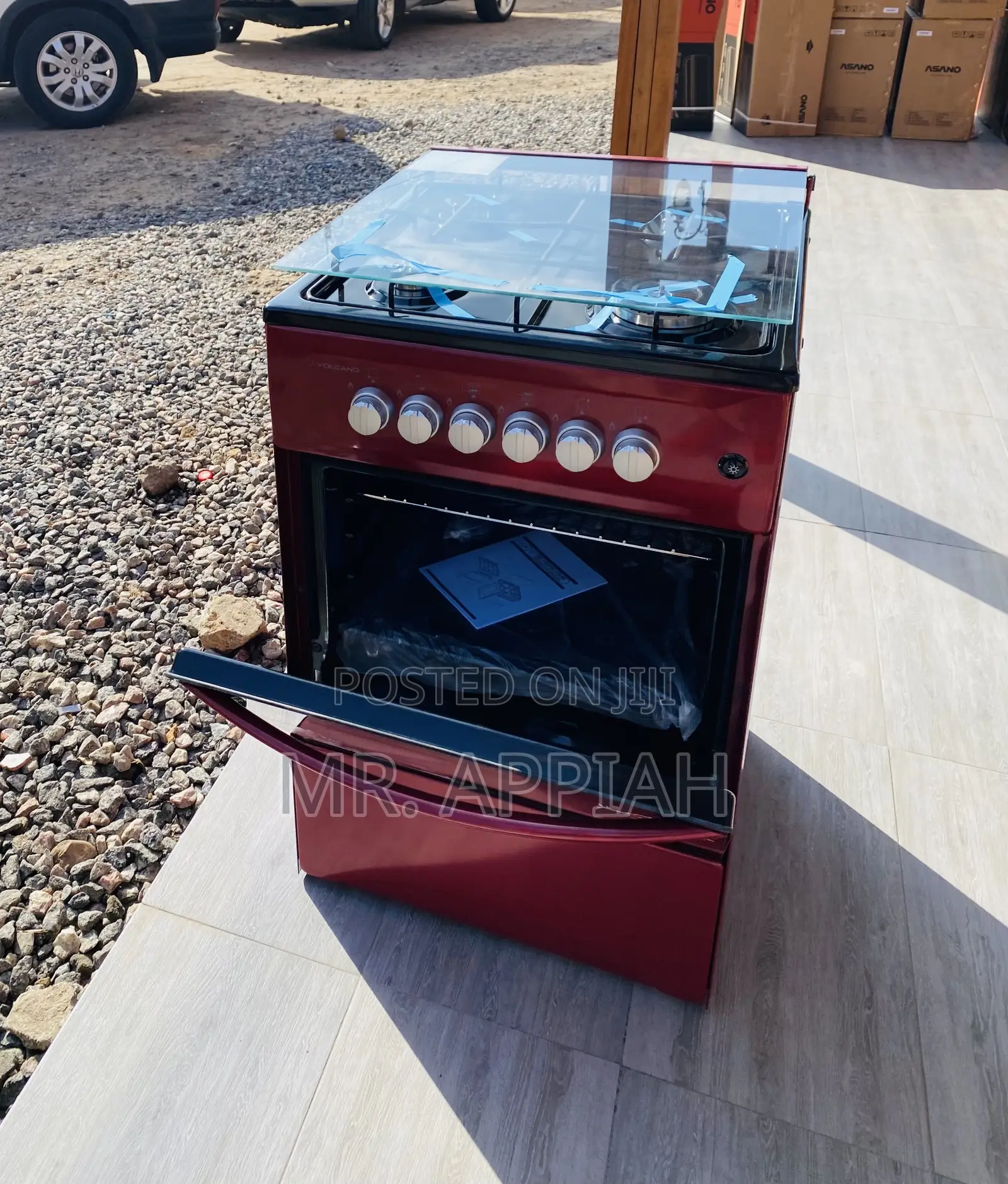 Sleek Design Oven and Grill 4 Gas Volcano Burner(Red).