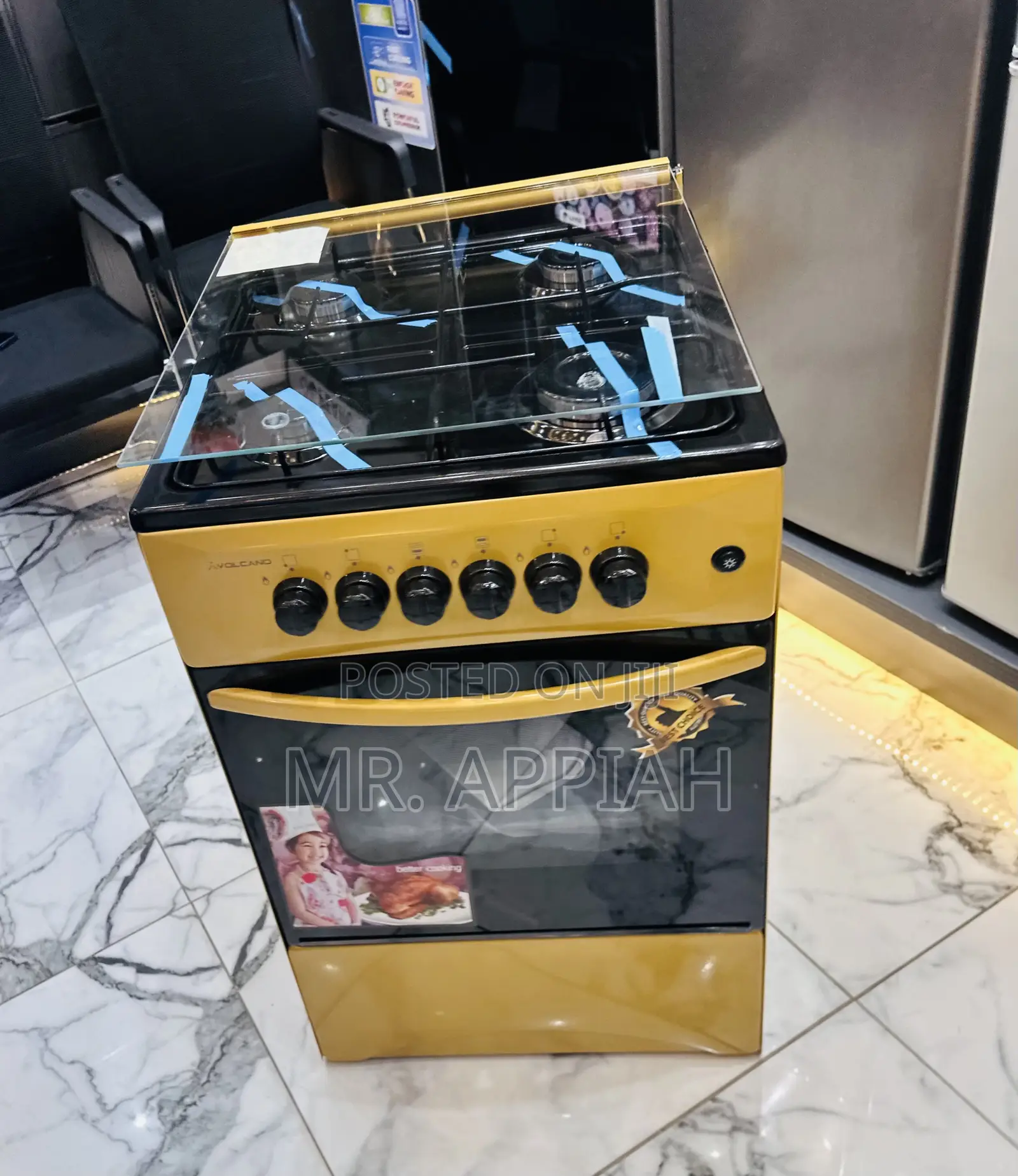 Energy Saving Volcano Oven and Grill 4 Gas Burner(Yellow).