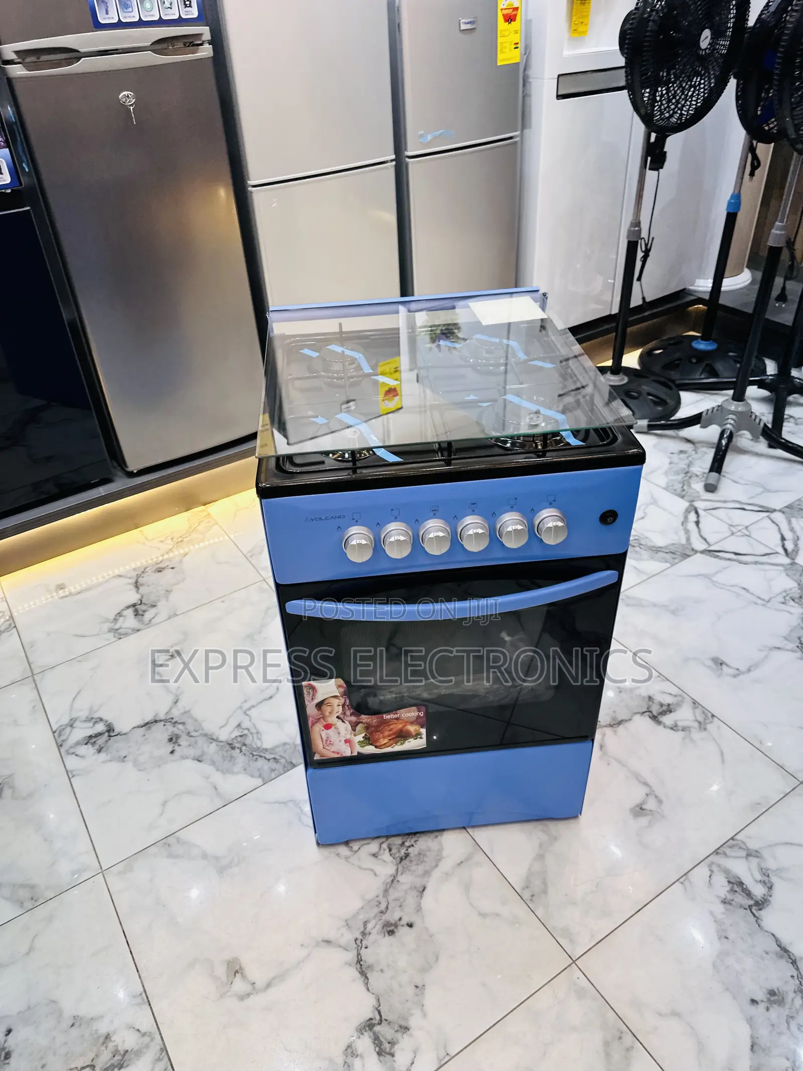 Blue Gas Cooker Oven Grill 50/50 4burner Blue