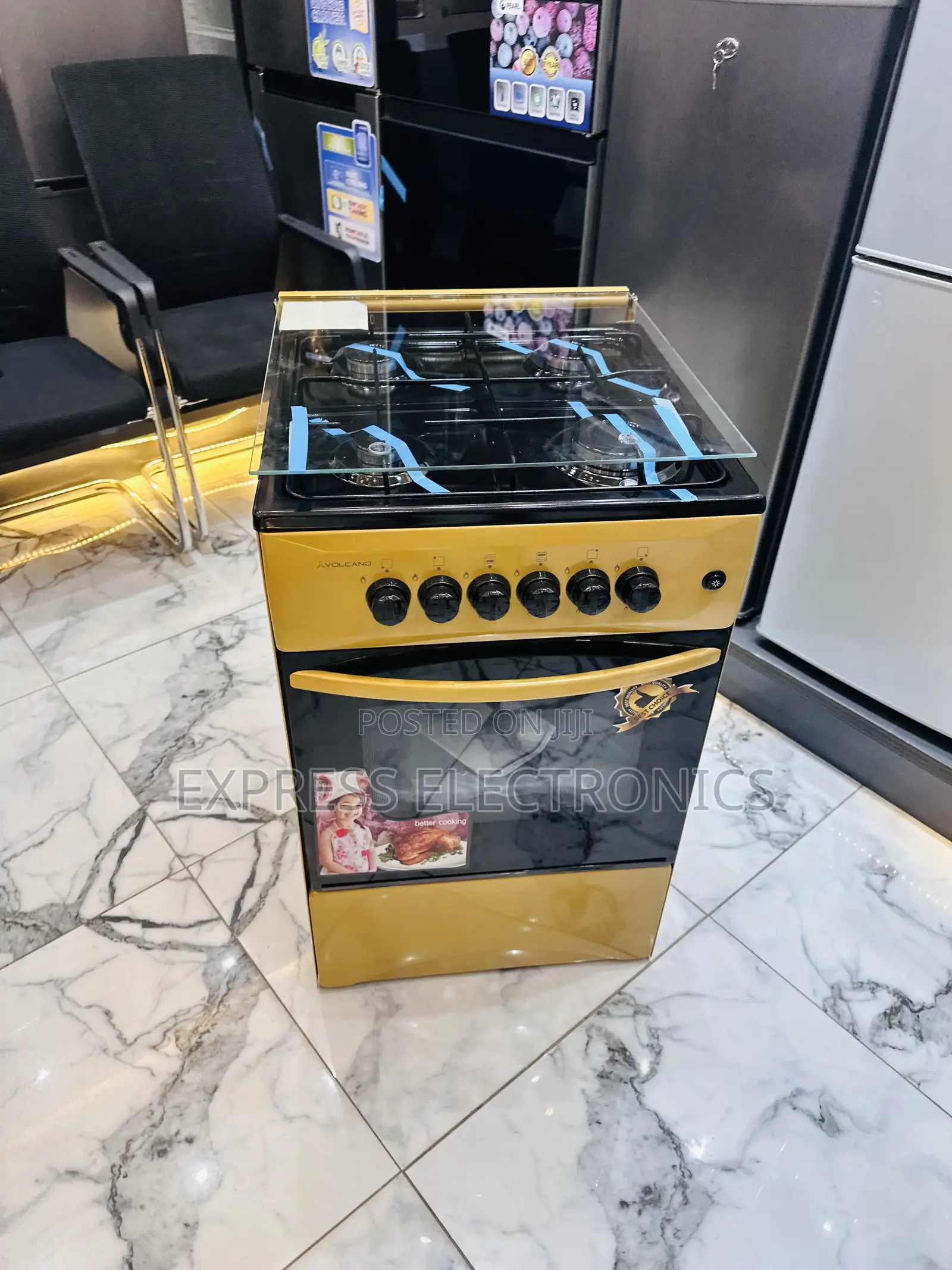 Volcano Gas Cooker Oven 4burner 50/50 Gold