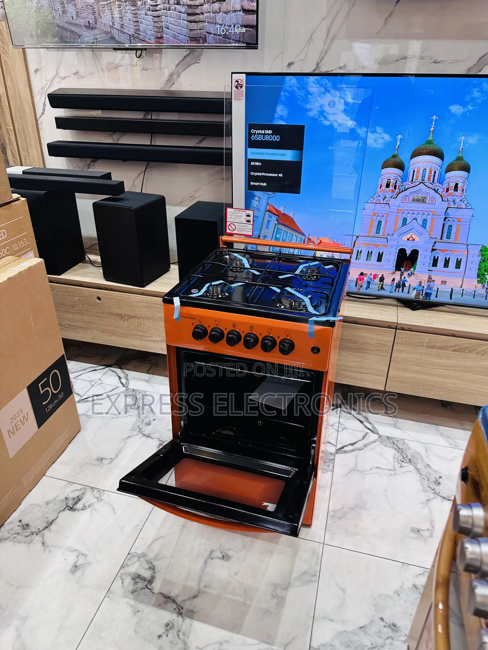 Available Orange Color Gas Cooker Oven 4burner 50/50