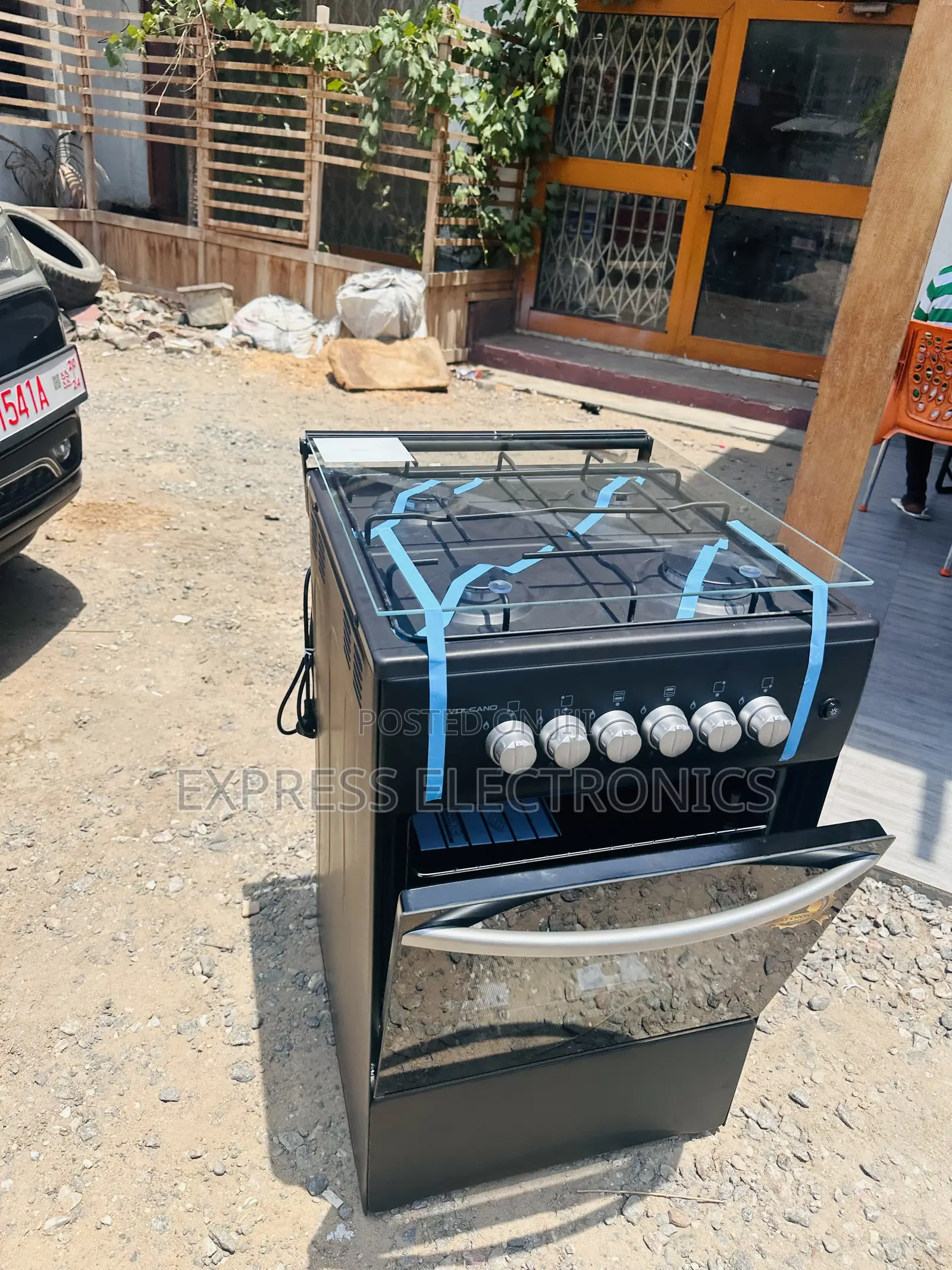 Classic Black With Knobs Gas Cooker Oven Grill 4burner