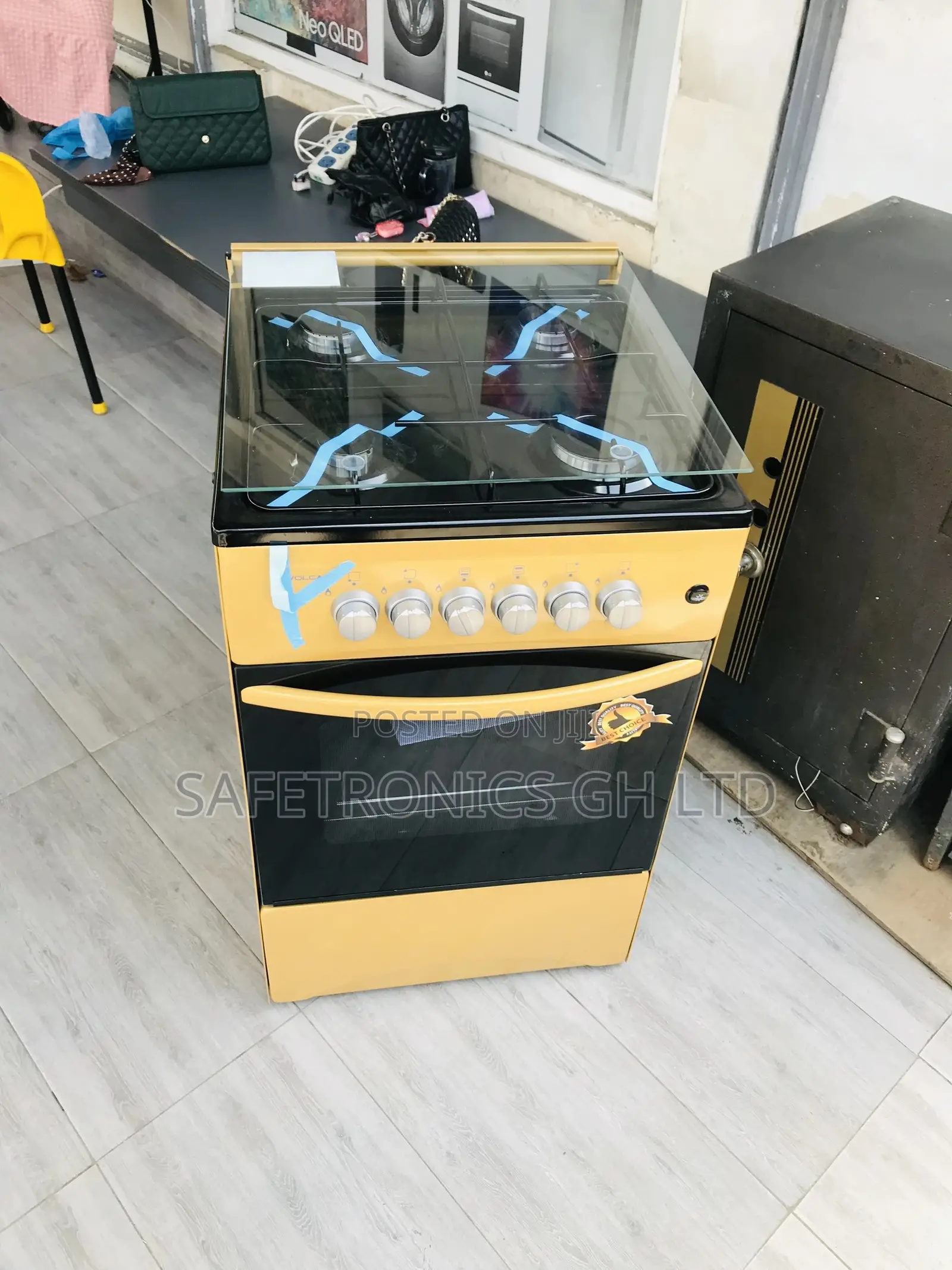 Glass Lid 50x50 4 Gas Cooker Oven With Grill Volcano Gold
