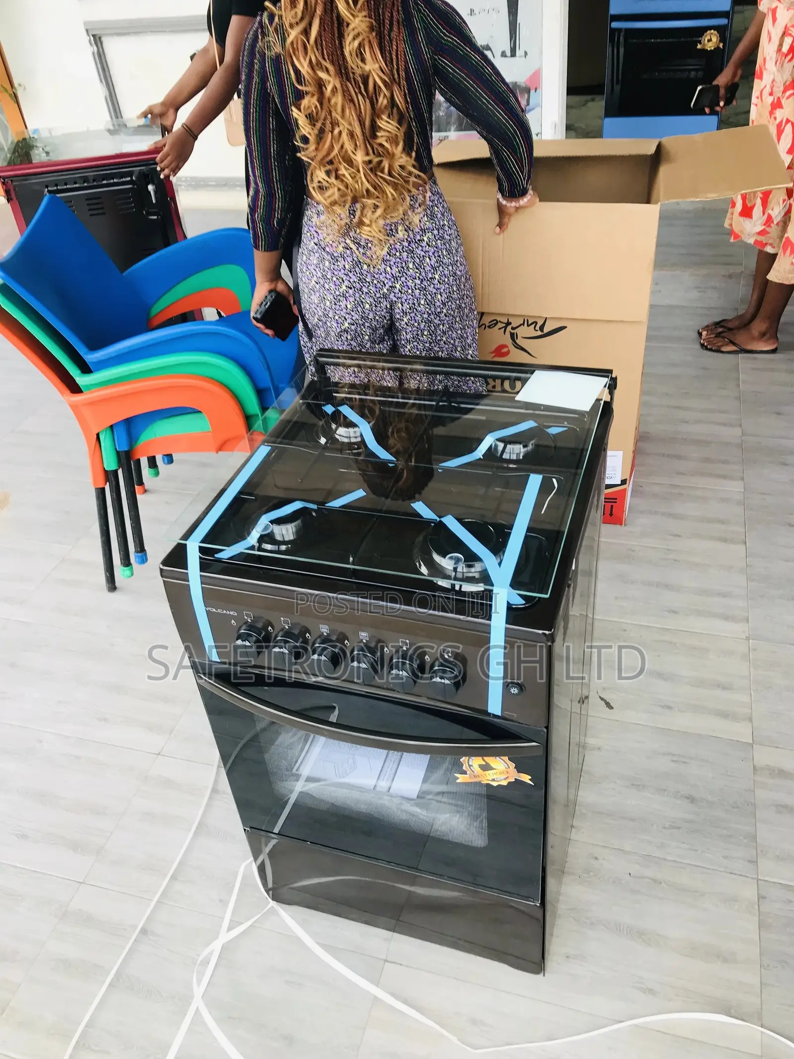 Oven With Grill Volcano Brown 4 Burner Gas Glass Lid 50x50
