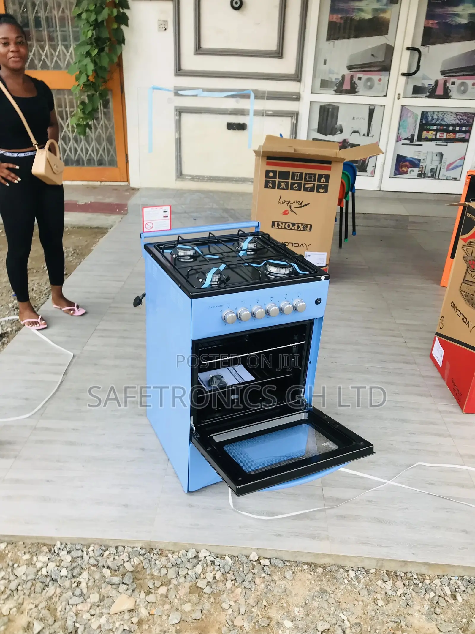 Volcano Blue 4 Gas Cooker Oven With Grill Glass Lid 50x50