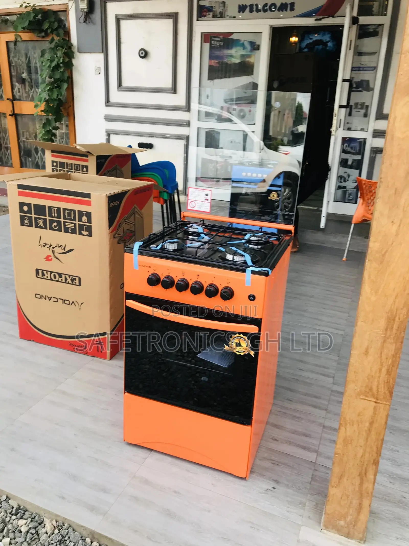 4 Burner Gas Orange 50x50 Glass Lid Oven With Grill