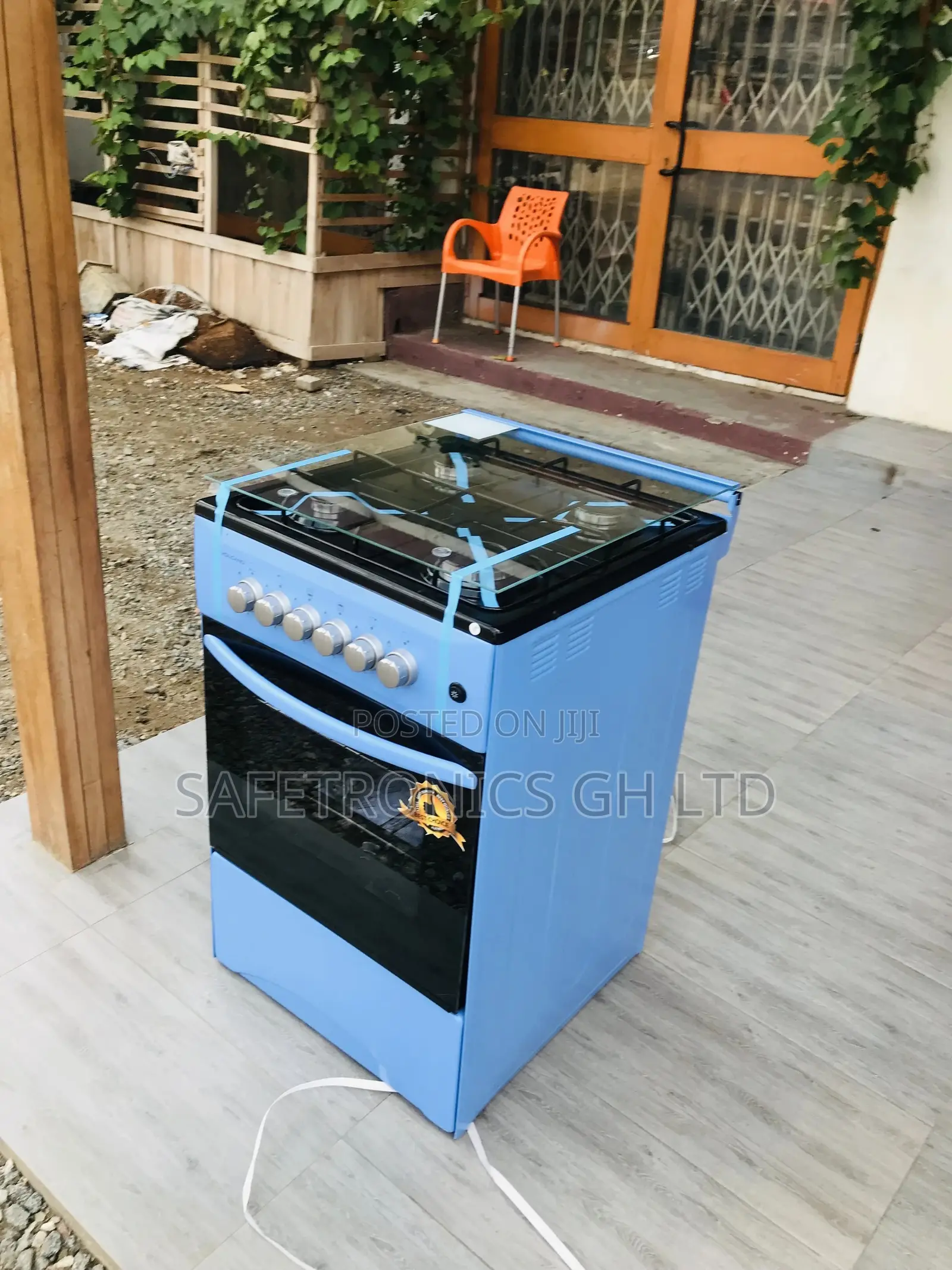 50x50 Oven With Grill 4 Gas Cooker Blue Volcano Glass Lid