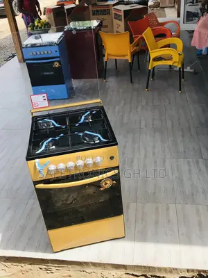 4 Gas Cooker Oven With Grill 50x50 Gold Glass Lid Yellow