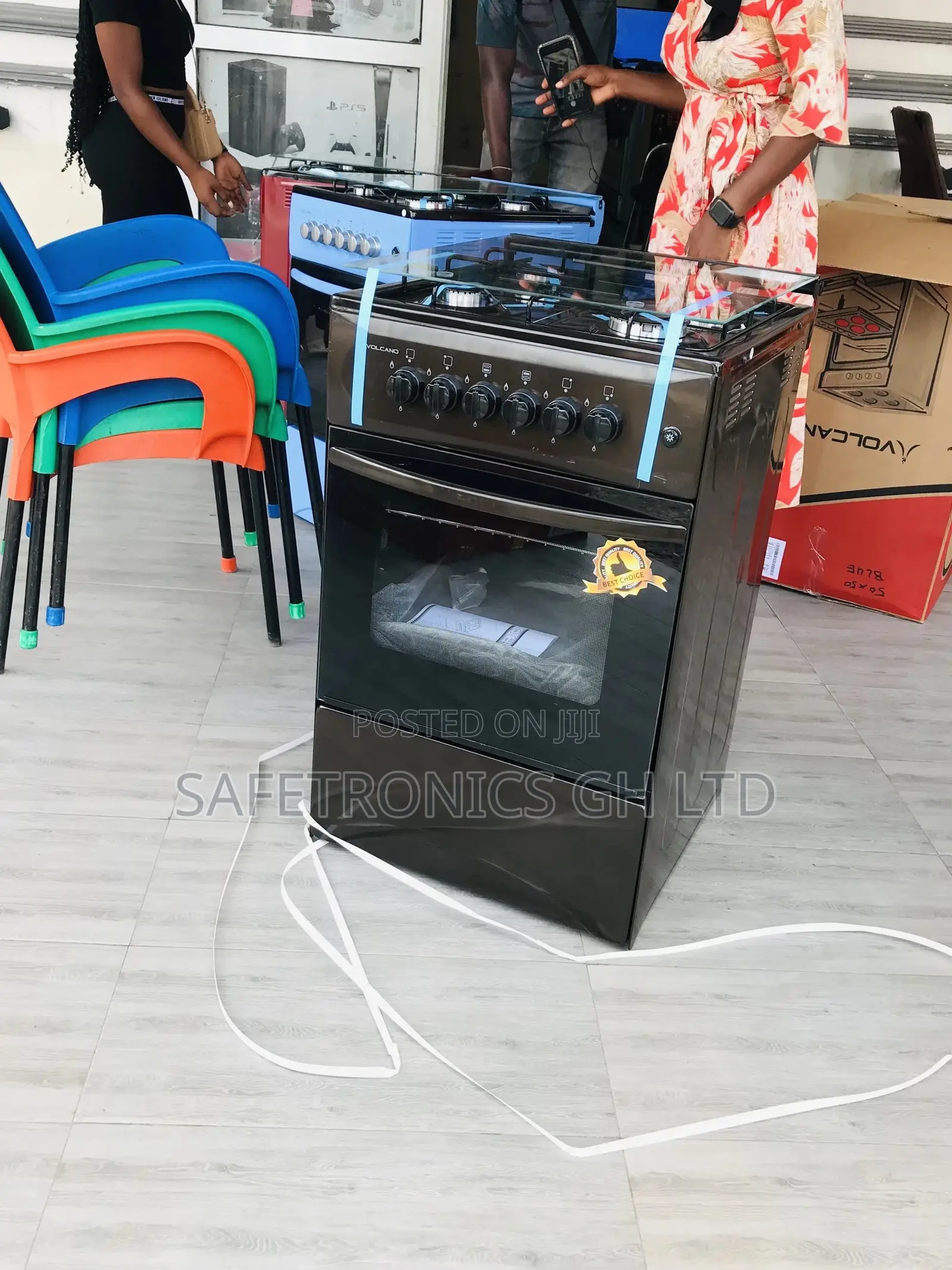 4 Cooker Gas Black Volcano 50x50 Oven With Grill 50x50