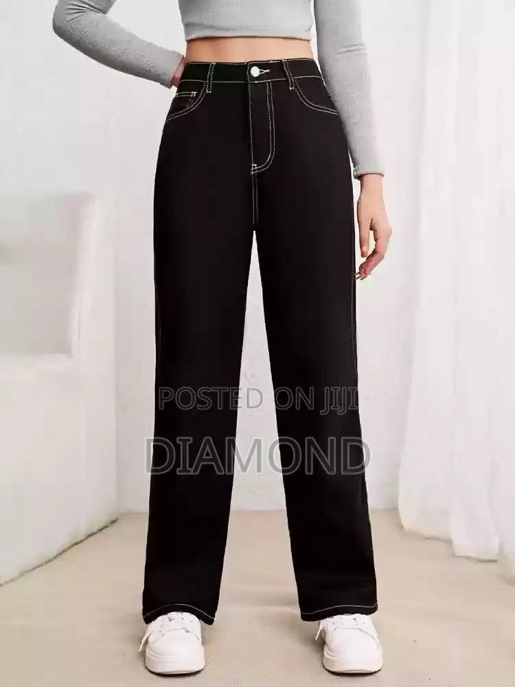 Black Trouser With White Stitches