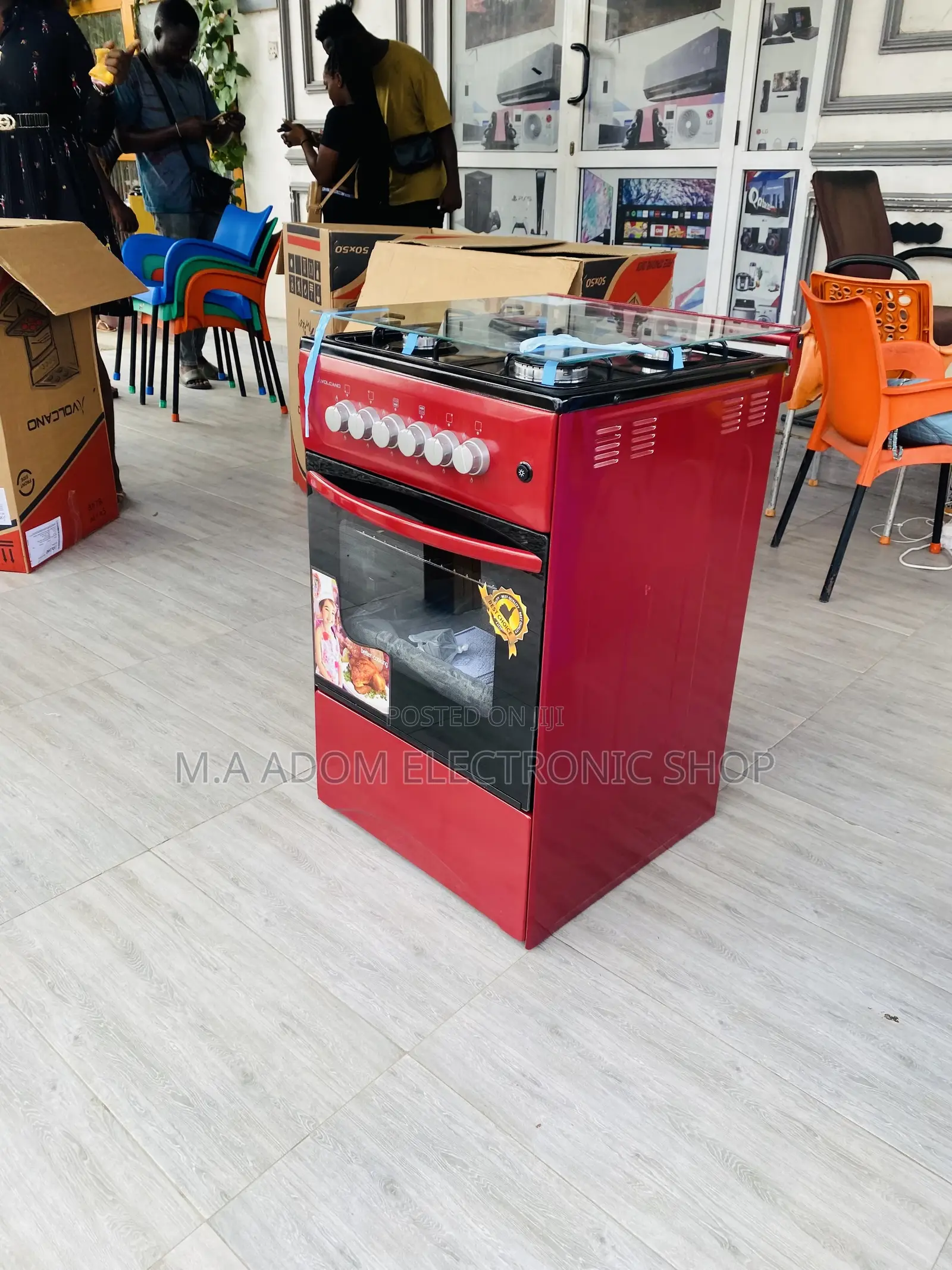 Classic Design Volcano 50x50 4 Gas Burner With Oven(Red).