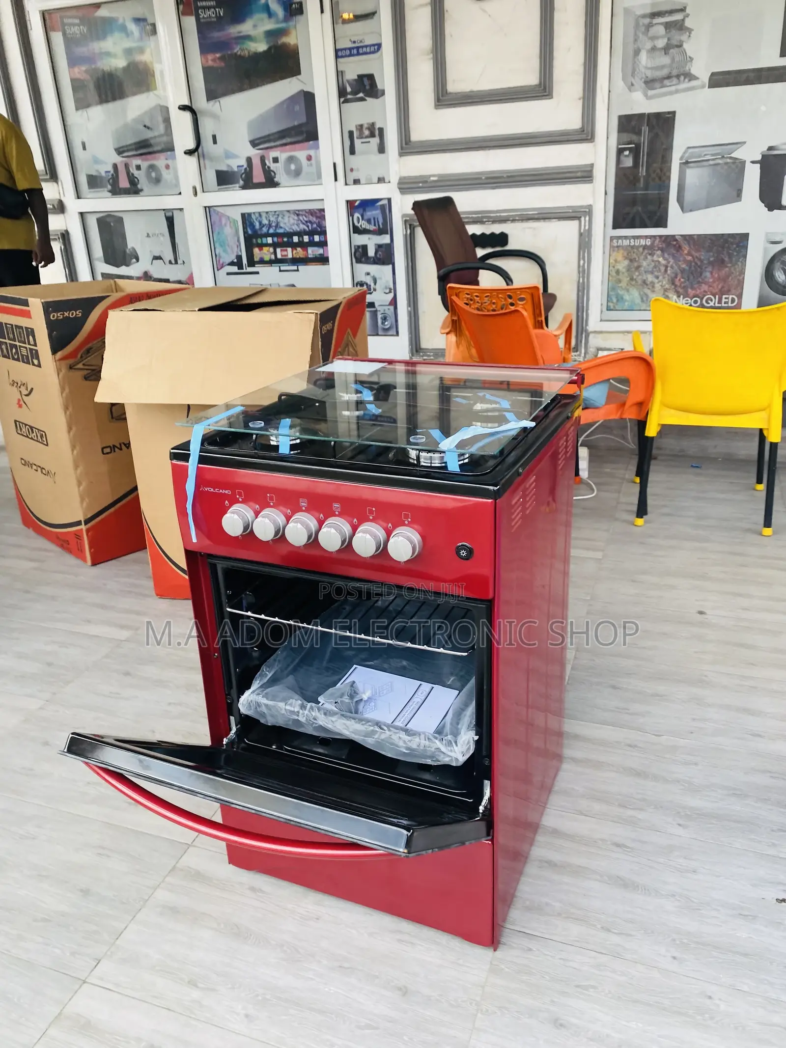 Well Design Volcano 50x50 4 Gas Burner With Oven(Red).