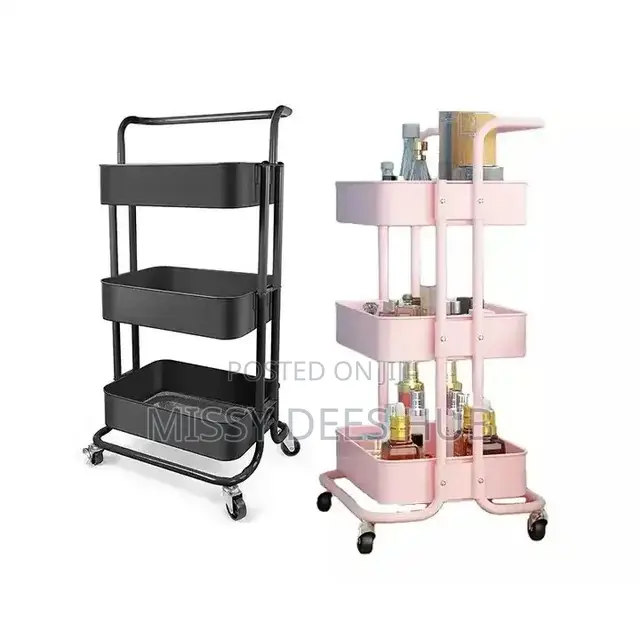 3 Tier Metallic Cart With Wheels
