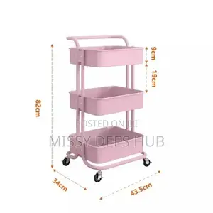 3 Tier Metallic Cart With Wheels