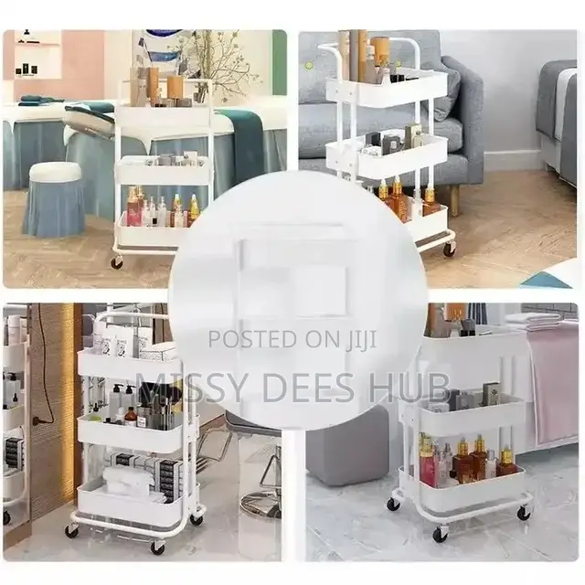 3 Tier Metallic Cart With Wheels