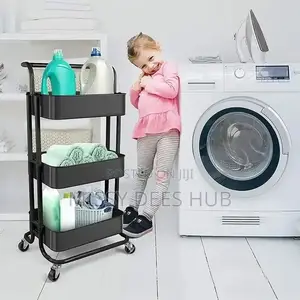 3 Tier Metallic Cart With Wheels
